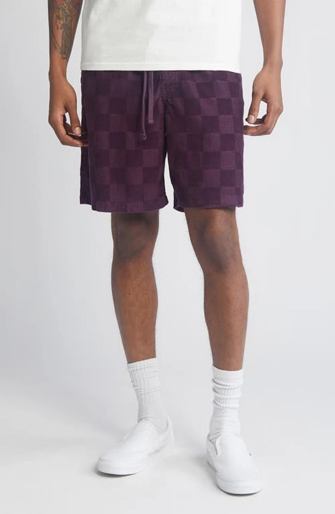 Vans Range Checkerboard Cotton Corduroy Shorts in Blackberry Wine at Nordstrom, Size X-Large