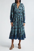 Ulla Johnson Katernia Floral Long Sleeve Cotton Blend Maxi Dress in Cornflower at Nordstrom, Size 10