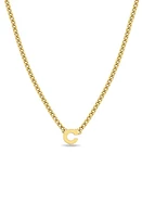 Zoë Chicco Curb Chain Initial Pendant Necklace in Yellow Gold-C at Nordstrom, Size 16