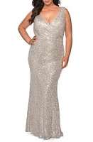 La Femme Sequin V-Neck Trumpet Gown at Nordstrom,