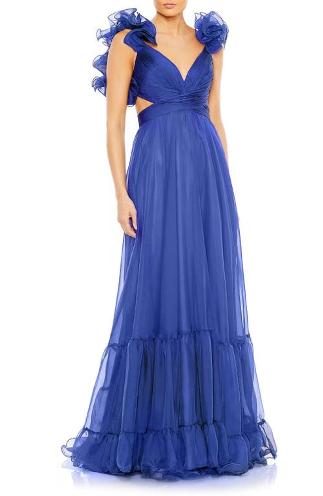 Mac Duggal Rosette Chiffon Cutout Empire Waist Gown at Nordstrom,