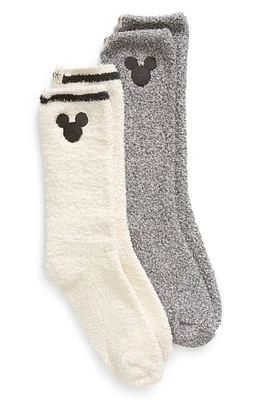 barefoot dreams x Disney Kids' 2-Pack CozyChic Classic Crew Socks in Cream Multi at Nordstrom