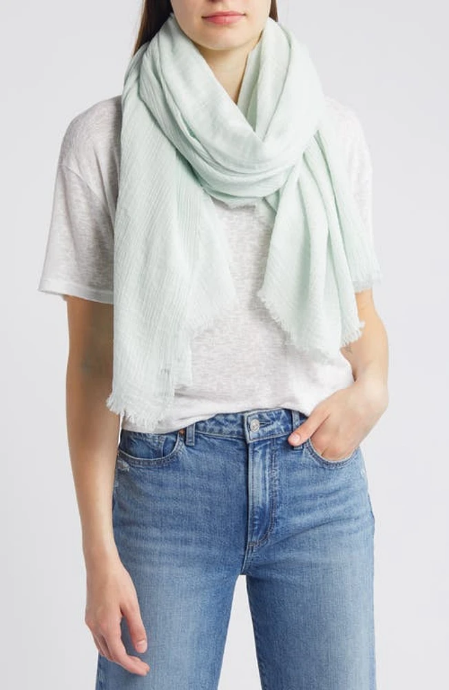 Nordstrom Cotton Crinkle Scarf in Teal Chalk at Nordstrom