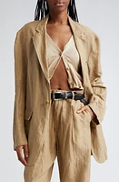 R13 Oversize Linen & Cotton Blend Blazer Khaki at Nordstrom,