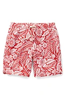 Fair Harbor Kids' Anchor Floral Water Repellent Swim Trunks in Red Hawaiian Floral at Nordstrom