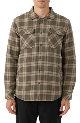 O'Neill Dunmore Plaid Flannel Shirt Jacket in Khaki at Nordstrom, Size Small