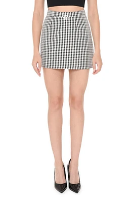 WAYF Houndstooth Tweed Skirt Black White at Nordstrom,