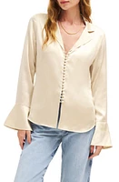 Reformation Jeremiah Silk Button-Up Shirt Almond at Nordstrom,