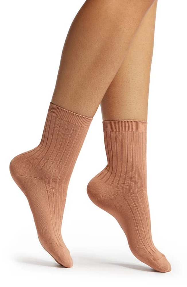 Le Bon Shoppe Her Cotton Blend Rib Crew Socks in Nude Peach at Nordstrom