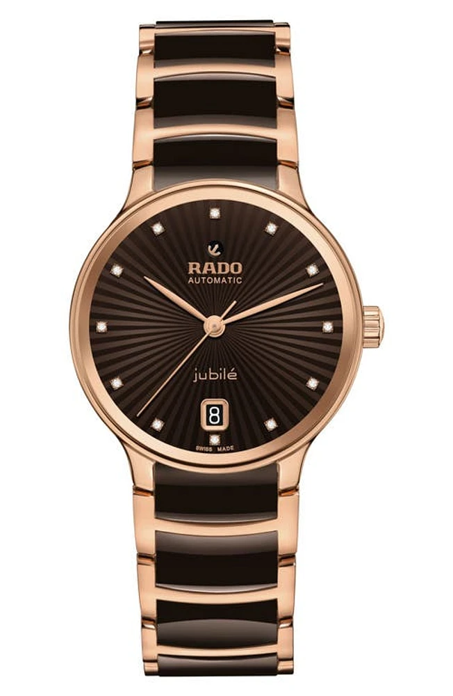 RADO Centrix Automatic Bracelet Watch, 33mm in Brown at Nordstrom