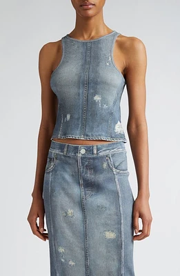 Acne Studios Elaia Denim Trompe l'Oeil Crop Tank Blue at Nordstrom,