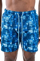 Maceoo Swim Lion Checkquered31 Swim Trunks in Blue at Nordstrom, Size 2