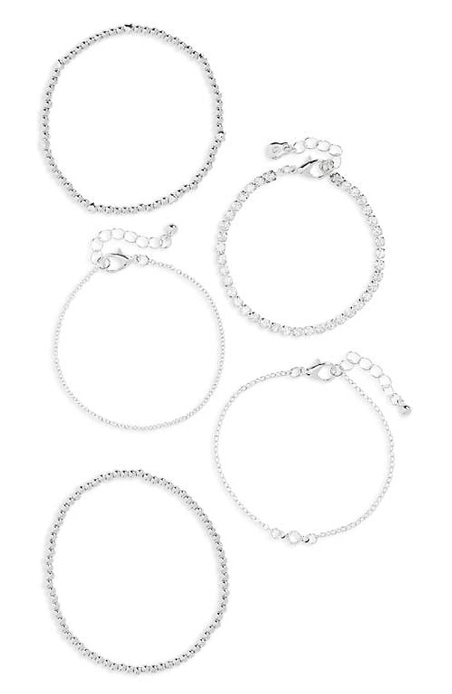 BP. Set of 5 Chain & Stretch Bracelets in Silver at Nordstrom