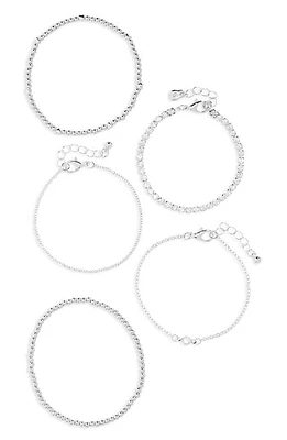 BP. Set of 5 Chain & Stretch Bracelets in Silver at Nordstrom