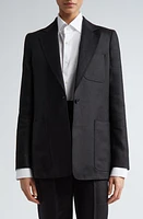 Max Mara Boemia Notch Lapel Linen Blazer Black at Nordstrom,