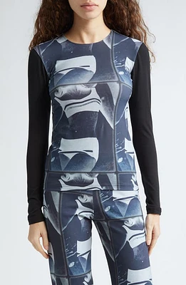 ELLISS Bather Long Sleeve Jersey Top Black Print Multi at Nordstrom,