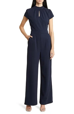 Tahari ASL Keyhole Crepe Jumpsuit in New Navy at Nordstrom, Size 4