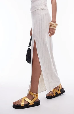 Topshop Pinstripe Maxi Skirt Beige at Nordstrom, Us