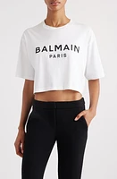 Balmain Logo Crop Cotton Graphic T-Shirt at Nordstrom,