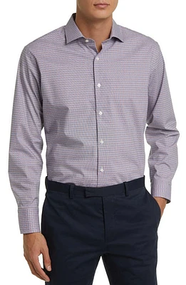 Nordstrom Tech-Smart Trim Fit Plaid Performance Dress Shirt in White- Blue Microtooth at Nordstrom, Size 17 - 32