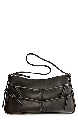 MANGO Zip Detail Shoulder Bag in Charcoal at Nordstrom