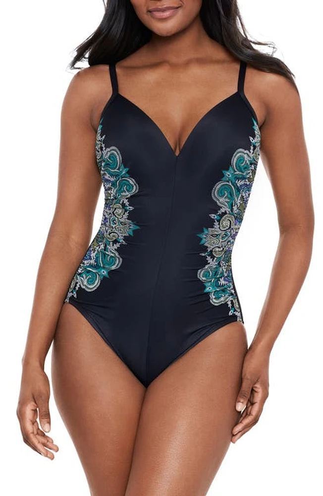 Miraclesuit Precioso Temptation Underwire One-Piece Swimsuit Black/Multi at Nordstrom,