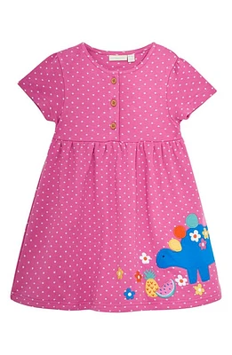 JOJO MAMAN BEBE Dinosaur Appliqué Spot Dress Fuchsia at Nordstrom,