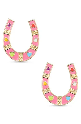 Lily Nily Kids' Horseshoe Stud Earrings in Pink at Nordstrom