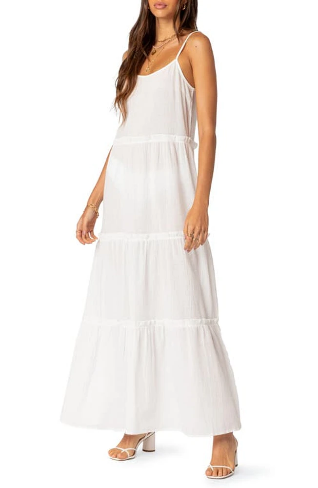 EDIKTED Radiant Tiered Maxi Dress White at Nordstrom,