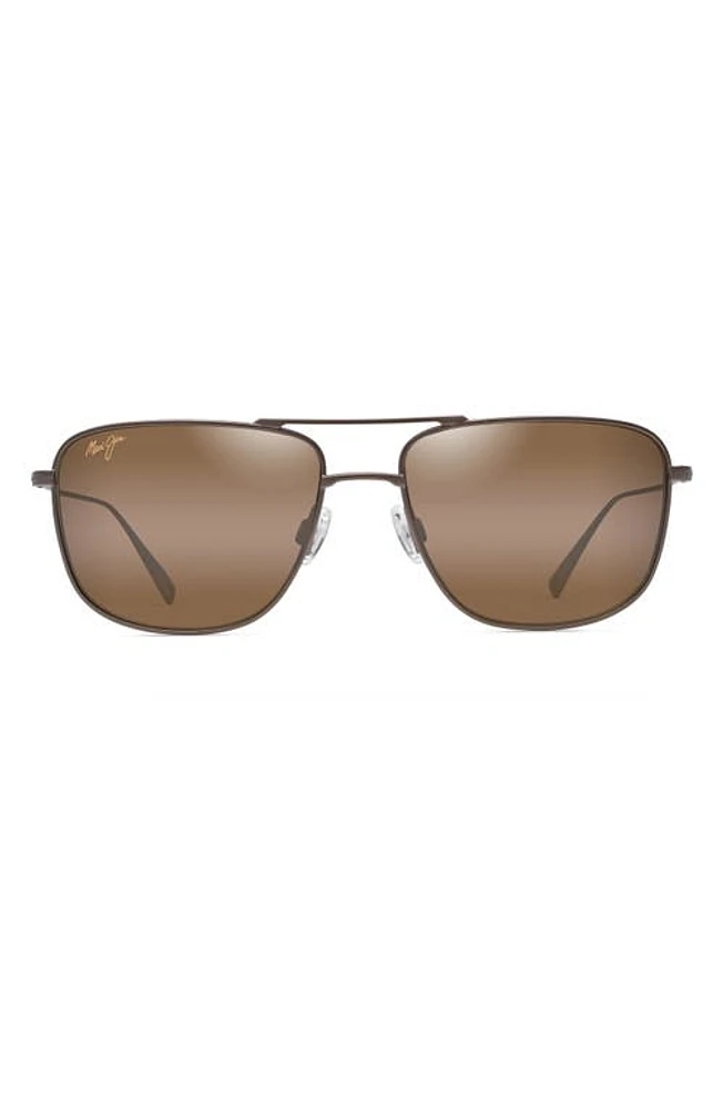 Maui Jim Mikioi 54mm PolarizedPlus2 Aviator Sunglasses in Satin Sepia at Nordstrom