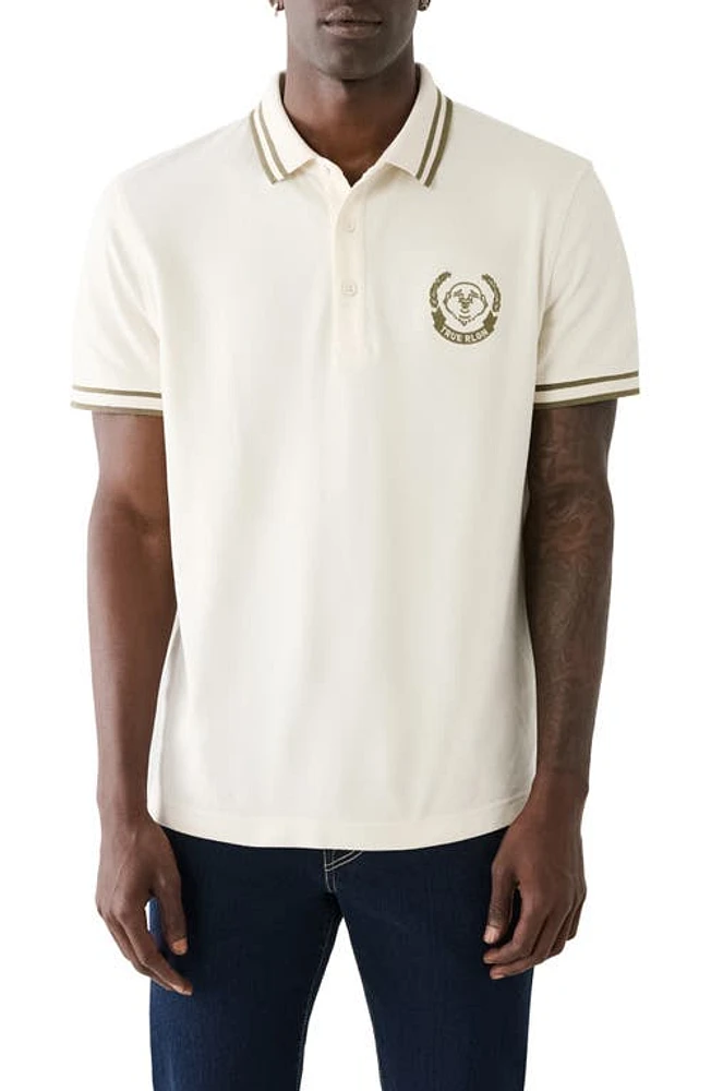 True Religion Brand Jeans Laurel Buddha Face Cotton Polo Winter White at Nordstrom,