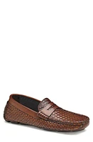 Johnston & Murphy COLLECTION Dayton Woven Penny Driver Brown Italian Calfskin at Nordstrom,