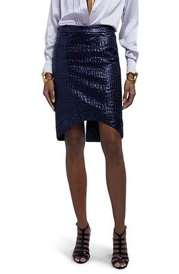 TOM FORD Metallic Croc Embossed High-Low Skirt Deep Indigo at Nordstrom, Us