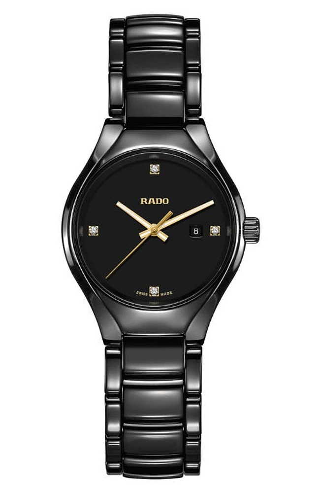 RADO True Diamond Ceramic Bracelet Watch, 30mm in Titanium at Nordstrom