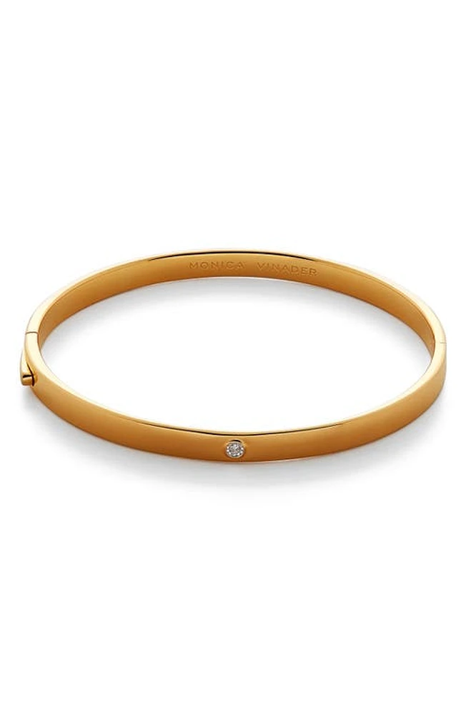 Monica Vinader Essential Diamond Hinged Bangle Bracelet in 18Ct Gold Vermeil On Silver at Nordstrom, Size Small