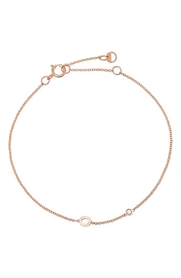 BYCHARI Initial & Diamond Bracelet in 14K Rose Gold-O at Nordstrom