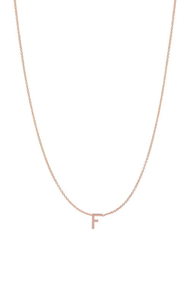 BYCHARI Initial Pendant Necklace in 14K Rose Gold-F at Nordstrom