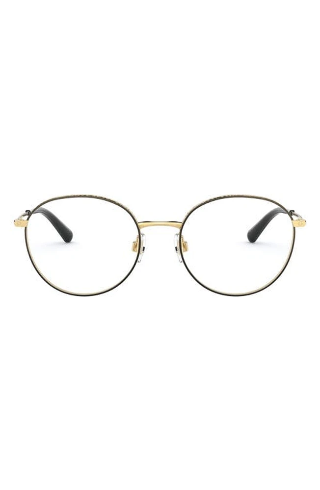 Dolce & Gabbana Dolce & Gabbana 53mm Round Optical Glasses in Gold Black at Nordstrom