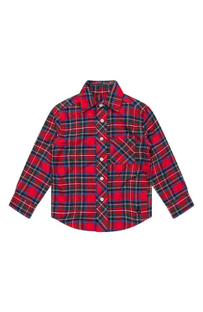 Brooks Brothers Kids' Tartan Cotton Flannel Button-Up Shirt Red at Nordstrom,