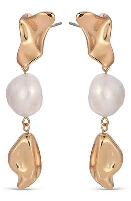 Ettika Cultured Freshwater Pearl Molten Drop Earrings in Gold at Nordstrom