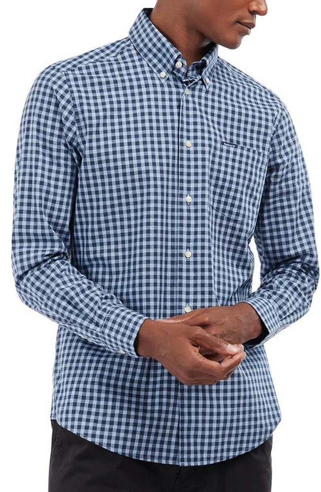 Barbour Merryton Tailored Fit Check Button-Down Shirt Blue at Nordstrom,