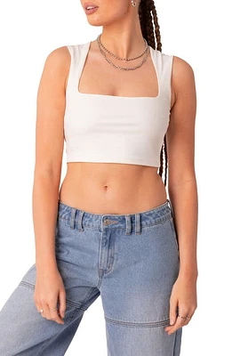 EDIKTED It Girl Square Neck Crop Tank White at Nordstrom,