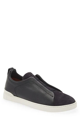 ZEGNA Triple Stitch Slip-On Sneaker Navy at Nordstrom,