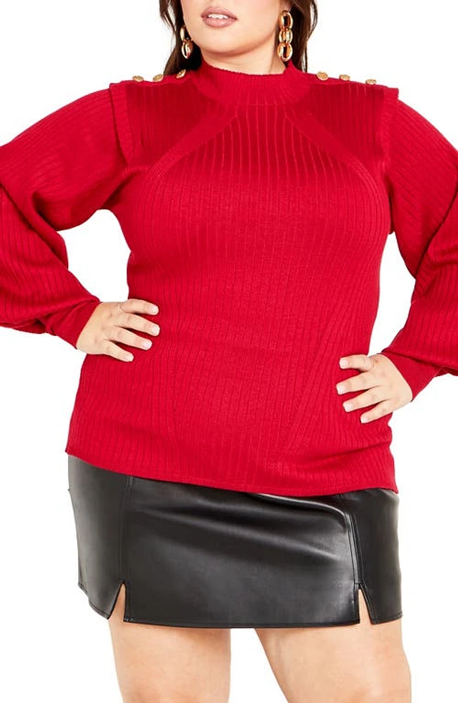 City Chic Isabella Sweater in Cherry at Nordstrom, Size Xl