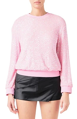 Endless Rose Sequin Crewneck Sweater Pink at Nordstrom,