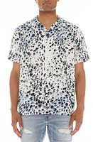 Cult of Individuality Animal Spot Short Sleeve Cotton Button-Up Shirt White at Nordstrom,