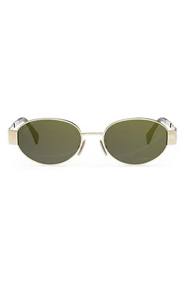 CELINE Triomphe 54mm Oval Sunglasses in Shiny Endura Gold /Green at Nordstrom