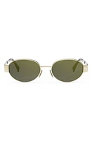 CELINE Triomphe 54mm Oval Sunglasses in Shiny Endura Gold /Green at Nordstrom