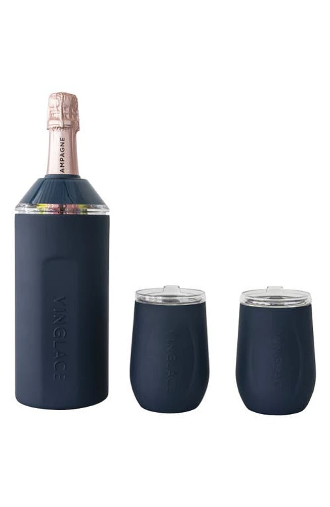 Vinglacé Wine Bottle Chiller & Tumbler Gift Set in Navy at Nordstrom