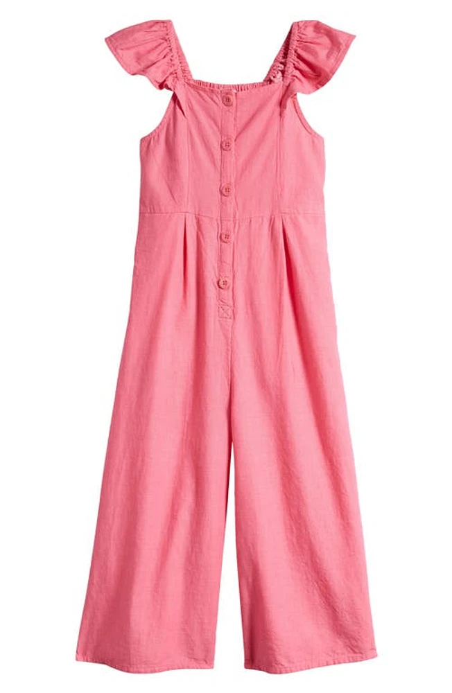 Nordstrom Kids' Flutter Sleeve Cotton Romper Pink Sunset at